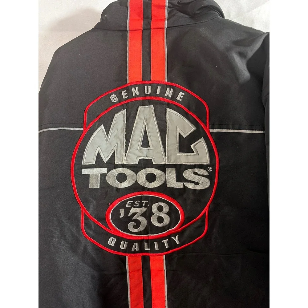 Mac Tools Racing Jacket Mens Large Black Quilted Embroidered Workwear Zip